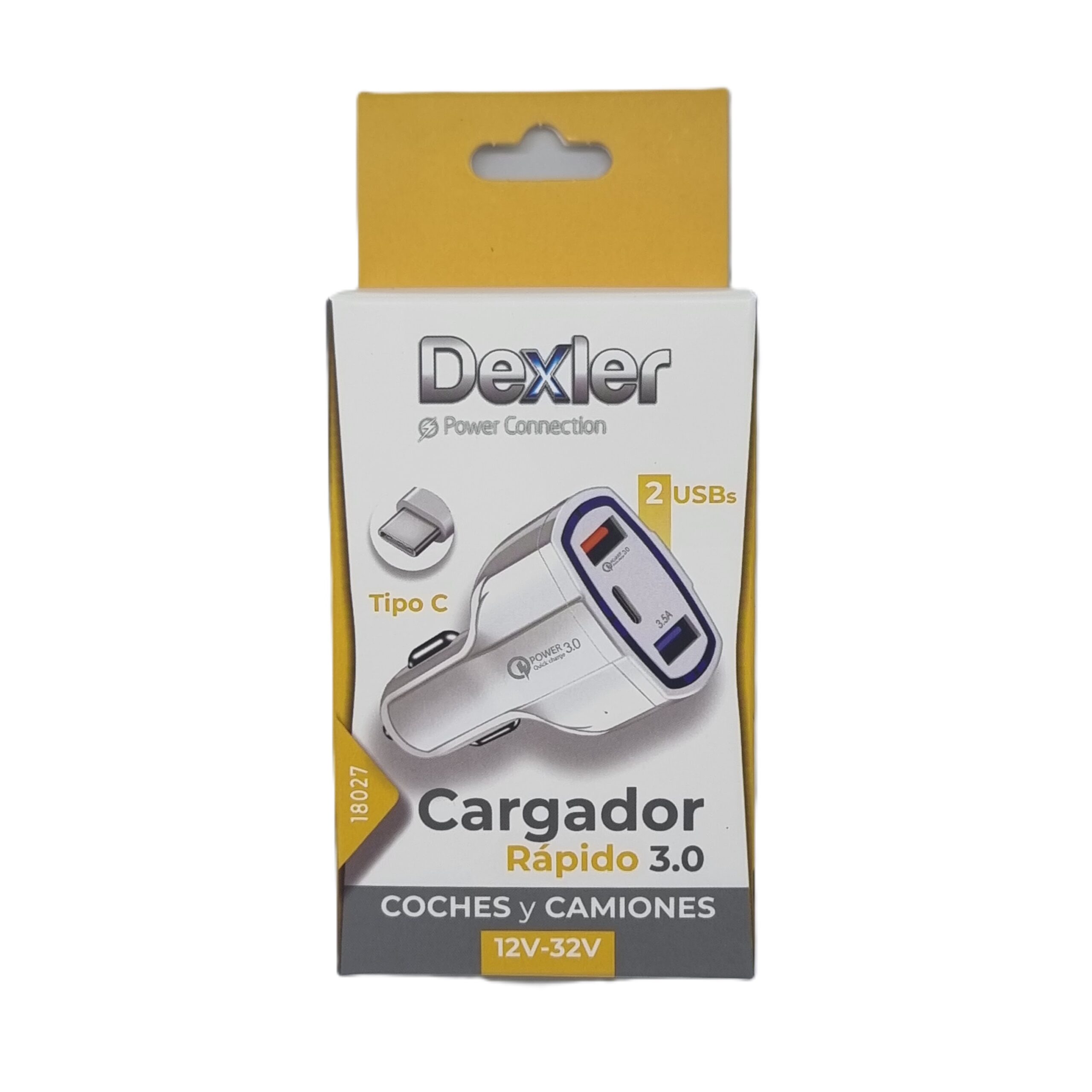 Cargador de coche QUALCOMM: 2 USB/ Tipo C QUICK CHARGE (3,5A) - Imagen 2