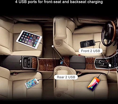Cargador 4 USB de coche. 2 USB delanteros con extensión de otros 2 USB para la parte trasera. - Imagen 3