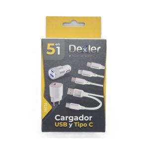 5 in 1: Cargadores de pared y coche + Cable 5 in 1