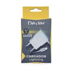 Cargador LIGHTNING de pared 5V 2,1A con cable de 1,2 m.