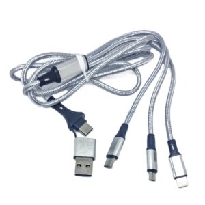 Cable 5 en 1: USB2.0/Tipo C a Microusb/Tipo C/Lightning. Transferencia+Carga (3A)/1,2m. - Imagen 2