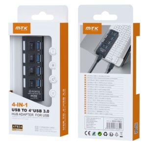 HUB USB3.0 x 4 puertos USB3.0 con interruptores M-TK