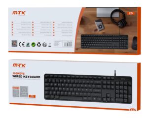 Teclado negro con cable usb de 1,5m. 105 teclas. Español