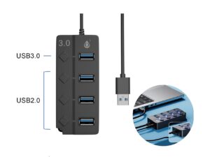 HUB 4in1. USB2.0 a 1 USB3.0 + 3 USB2.0 con interruptores - Imagen 2