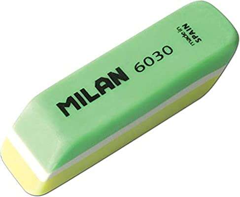 Milan Nata 6030 Goma de Borrar Biselada Bicolor - Plastico - No Daña el Papel - Colores Surtidos