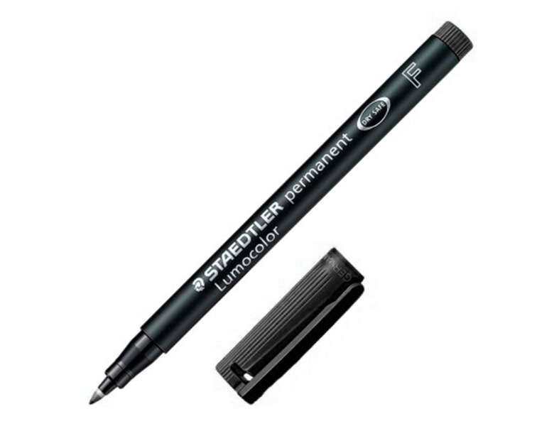 Staedtler Lumocolor 318 Rotulador Permanente - Punta Fina Redonda - Trazo 0.6mm - Capuchon con Clip - Secado Rapido - Color Negro