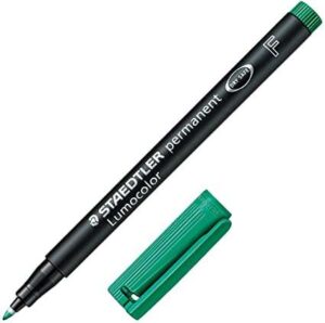 Staedtler Lumocolor 318 Rotulador Permanente - Punta Fina Redonda - Trazo 0.6mm - Capuchon con Clip - Secado Rapido - Color Verde
