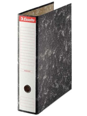 Esselte Archivador de Palanca - Carton - Formato Folio - Lomo 75mm - Capacidad para 500 Hojas - Color Negro Jaspeado