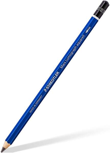 Staedtler Mars Lumograph Aquarell 100A Lapiz de Grafito - Mina 8B - Resistencia a la Rotura - Madera de Bosques Sostenibles