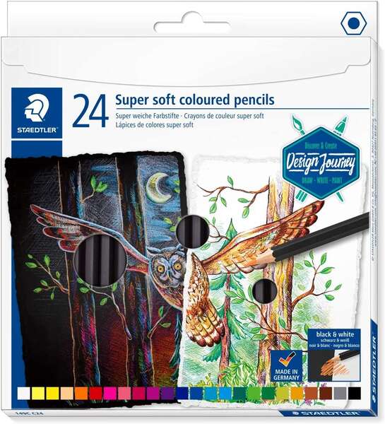 Staedtler Super Soft 149C Pack de 24 Lapices de Colores - Mina Extra Suave - Colores Surtidos