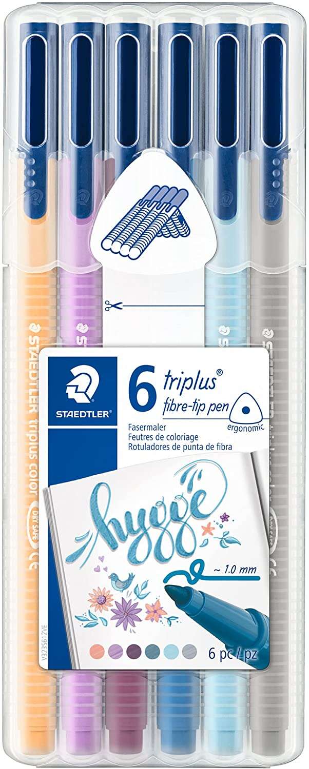 Staedtler Triplus Color 323 Pack de 6 Rotuladores de Punta Fina - Trazo 1mm Aprox - Tinta Base de Agua - Colores Surtidos