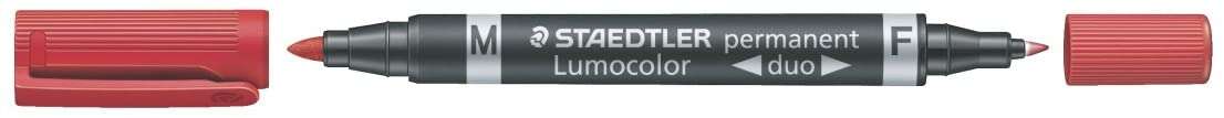 Staedtler Lumocolor 348 Rotulador Permanente de Doble Punta - Secado Rapido - Color Rojo