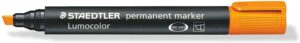 Staedtler Lumocolor 350 Rotulador Permanente - Punta Biselada 2-5mm aprox. - Tinta Base de Alcohol - Secado Rapido - Color Naranja