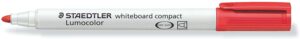 Staedtler Lumocolor 341 Marcador para Pizarra Blanca - Punta Biselada 1 - 2mm Aprox - Secado Rapido - Color Rojo
