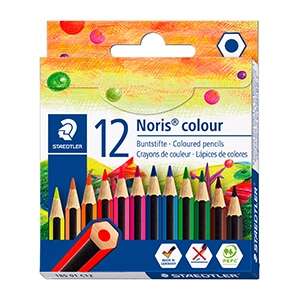 Staedtler Noris Colour 185 Pack de 12 Lapices Hexagonales de Colores - Resistencia a la Rotura - Material Wopex - Colores Surtidos