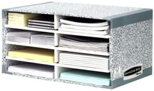 Fellowes Bankers Box Clasificador de Sobremesa - Montaje Automatico Fastfold - Carton Reciclado Certificacion FSC - Color Gris