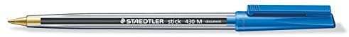 Staedtler Stick 430 Boligrafo con Capuchon - Punta 0.35mm - Tinta Endeleble - Color Azul