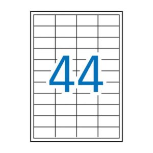 Apli Pack de 4.400 Etiquetas Rectangulares 48.5x25.4mm - 100 Hojas por 44 Etiquetas - Adhesivo Permanente - Cantos Rectos - Color Blanco