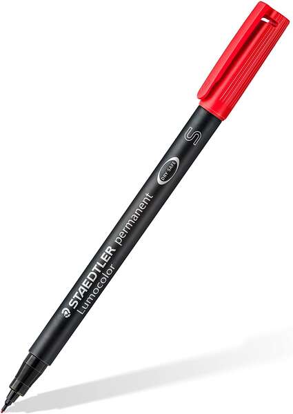 Staedtler Lumocolor Permanent 313 Rotulador Permanente de Punta Fina - Trazo 0.4mm Aprox - Secado Rapido - Color Rojo