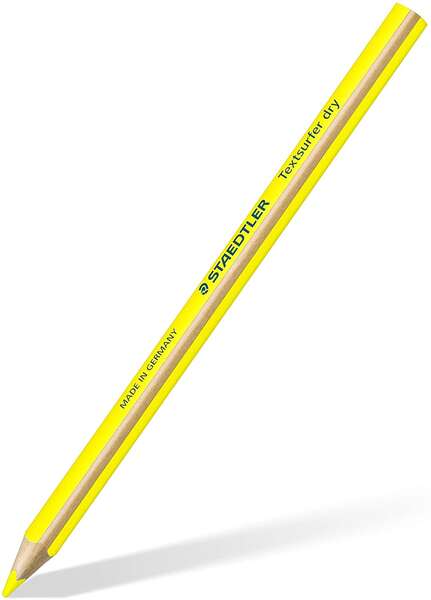 Staedtler Textsurfer Dry 128 64 Lapiz Fluorescente de Color Triangular - Mina de 4mm - Madera de Bosques Sostenibles - Color Amarillo Neon