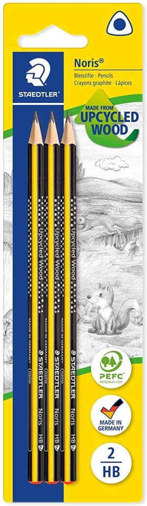 Staedtler Noris 183 Pack de 3 Lapices de Grafito Triangulares - Mina 2HB - Resistencia a la Rotura