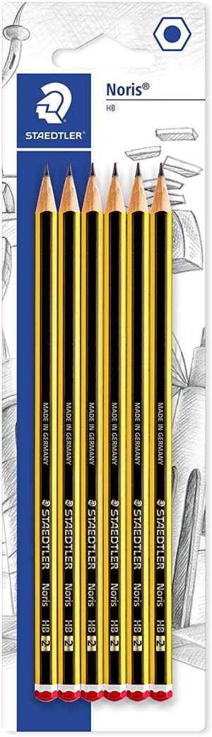 Staedtler Noris 120 Pack de 6 Lapices de Grafito Hexagonales HB - Resistencia a la Rotura - Madera de Bosques Sostenibles