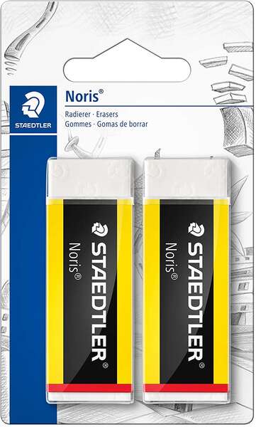 Staedtler Noris 526 Goma de Borrar - Plastico - Alta Calidad - Minimos Residuos - Color Blanco