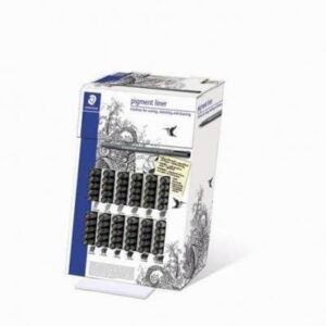 Staedtler Pigment Liner 308 Expositor de 60 Rotuladores Calibrados - Diversas Anchuras de Trazo - Secado Rapido - Color Negro