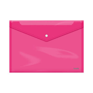 Dohe Sobre Portadocumentos Folio+ - Cierre de Broche - Polipropileno Cristal Transparente 150 Micras - Color Rosa