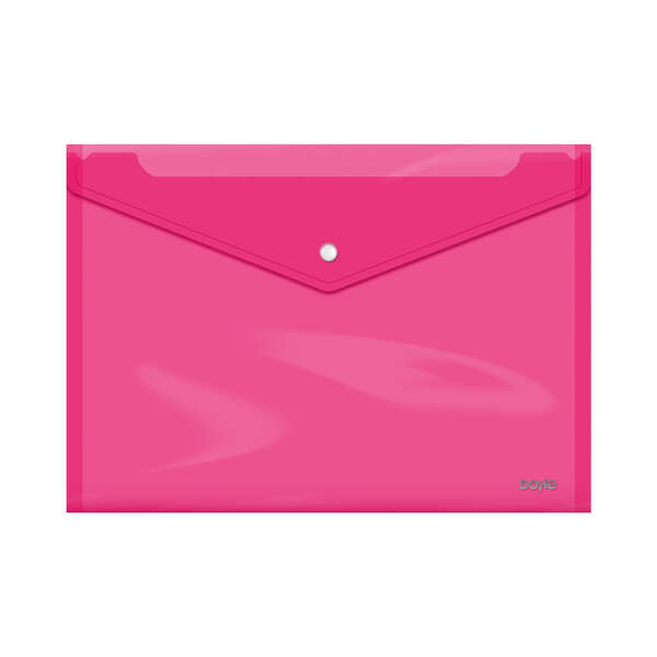 Dohe Sobre Portadocumentos Folio+ - Cierre de Broche - Polipropileno Cristal Transparente 150 Micras - Color Rosa