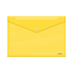 Dohe Sobre Portadocumentos Folio+ - Cierre de Broche - Polipropileno Cristal Transparente 150 Micras - Color Amarillo