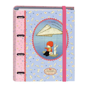 Dohe Santoro Poppi Loves Messenger Carpeta de 4 Anillas Formato A4 con Recambio de 100 Hojas - 4 Separadores de Colores - Cierre con Goma Elastica - Anillas de 35mm