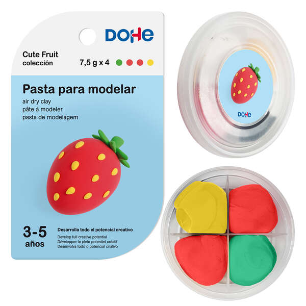 Dohe Coleccion Cute Fruit Pasta para Modelar Fresa - Ligera y Flexible - Apto para Niños de 3 a 5 Años