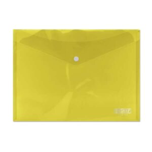 Ingraf Sobre Portadocumentos A4 - Cierre de Broche - Polipropileno Cristal Transparente - Color Amarillo