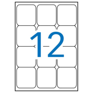 Apli Pack de 1.200 Etiquetas 63,5x72mm - 100 Hojas por 12 Etiquetas - Adhesivo Permanente - Cantos Romos - Color Blanco