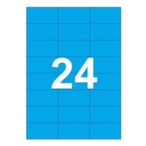 Apli Pack de 480 Etiquetas 70x37mm - 20 Hojas por 24 Etiquetas - Adhesivo Permanente - Cantos Rectos - Color Azul