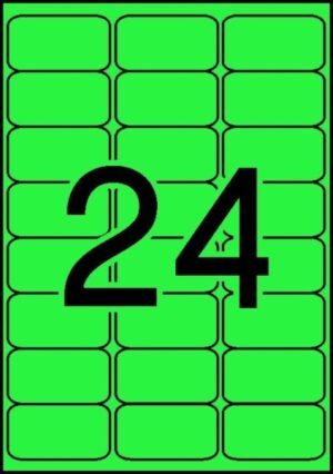 Apli Pack de 480 Etiquetas 64x33.9mm - 20 Hojas por 24 Etiquetas - Adhesivo Permanente - Cantos Romos - Color Verde Fluor