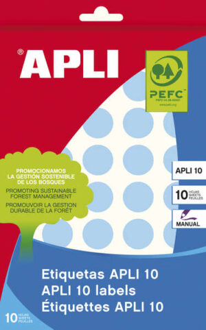 Apli Etiquetas 10 Azules Ø 19mm 8 Hojas
