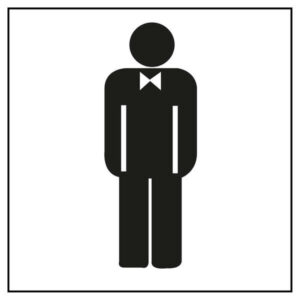 Apli Pegatina en PVC para Señalizacion de Lavabo Caballeros - Medidas 114x114mm - Adhesivo Permanente - Dibujo Negro sobre Fondo Blanco