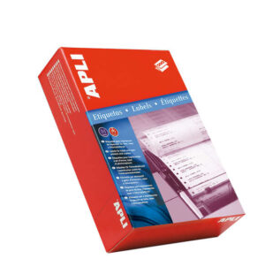Apli Pack de 4000 Etiquetas Rectangulares en Continuo 101.6x36mm Salida 1 - 500 Pliegues con 8 Etiquetas por Pliegue - Adhesivo Permanente - Cantos Romos - Color Blanco