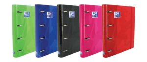 Oxford Europeanbinder Classic Carpeta de 4 Anillas Formato A4+ con Recambio Cuadriculado 5x5mm y 4 Taladros - Cierre con Goma Elastica - Colores Surtidos