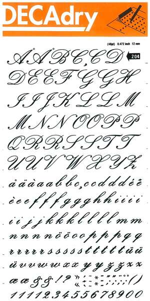 Apli Letras y Numeros Transferibles Super 12mm - 179 Caracteres - Negros Intensos