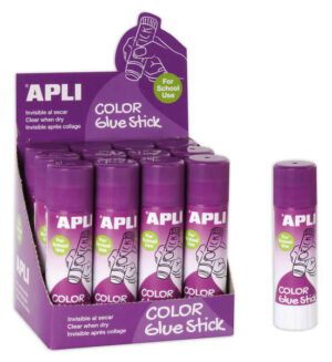 Apli Barra Pegamento Adhesivo 21g - Facil Aplicacion - No Toxico - Color Lila pero una Vez Seco se Vuelve Invisible