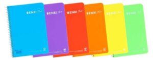Enri Plus Cuaderno Espiral Formato Cuarto Pautado 3.5 con Margen - 80 Hojas 90gr - Cubierta de Plastico - Colores Surtidos