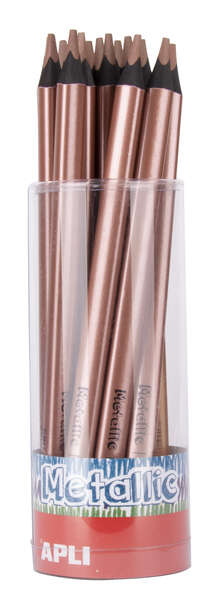 Apli Jumbo Metallic Lapiz Triangular de Color - 5mm de Grosor - Ideal para Mejor Sujecion - Mayor Cobertura en un Solo Trazo - Color Bronce Metalizado