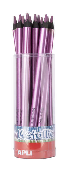 Apli Jumbo Metallic Lapiz Triangular de Color - 5mm de Grosor - Ideal para Mejor Sujecion - Mayor Cobertura en un Solo Trazo - Color Lila Metalizado