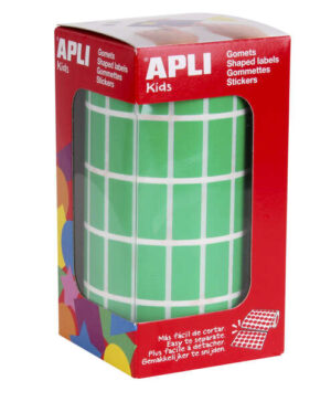 Apli Gomets Rectangulares Verdes - 20x10mm - 59 Hojas Pretroqueladas - 3540 Gomets por Rollo - Ideal para Actividades Infantiles - Cumple Normas EN-71 y FSC