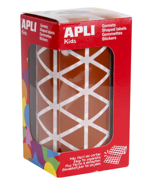 Apli Gomets Triangulares Marron 20x20x20mm - 59 Hojas Pretroqueladas - 2832 Gomets por Rollo - Ideal para Escuelas y Talleres Infantiles - Adhesivo Base Agua y Libre de Disolventes - Cumple con Normas EN-71 y FSC