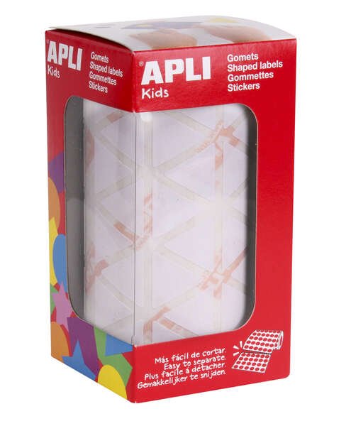 Apli Gomets Triangulares Blancos - 20x20x20mm - Adhesivo Permanente - 2832 Gomets por Rollo - Normas EN-71 y FSC - Adhesivo Base Agua - Libre de Disolventes - ECF - 100% Reciclables