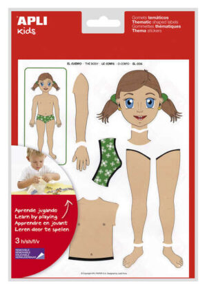 Apli Gomets Tematicos el Cuerpo - 156 Gomets - Desarrollados con Educadores - Ayudan a Identificar Partes del Cuerpo - Desarrolla Habilidades Motoras - Adhesivo Removible - Adhesivo Base Agua - Libre de Disolventes - Colorido